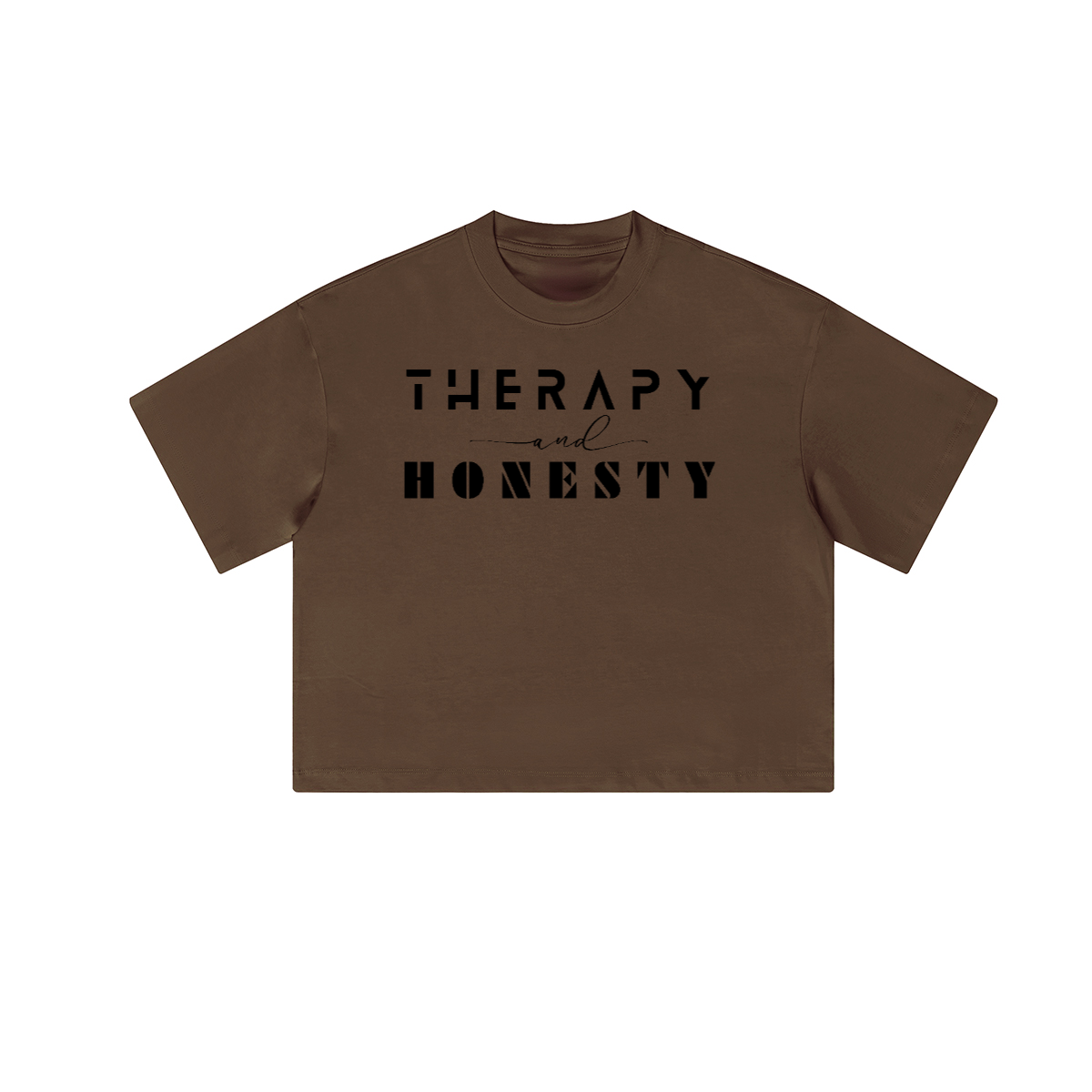 Cropped Oversized Therapy and Honesty Shirt [Black]