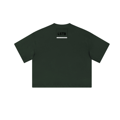 Cropped Oversized Therapy and Honesty Shirt [Black]