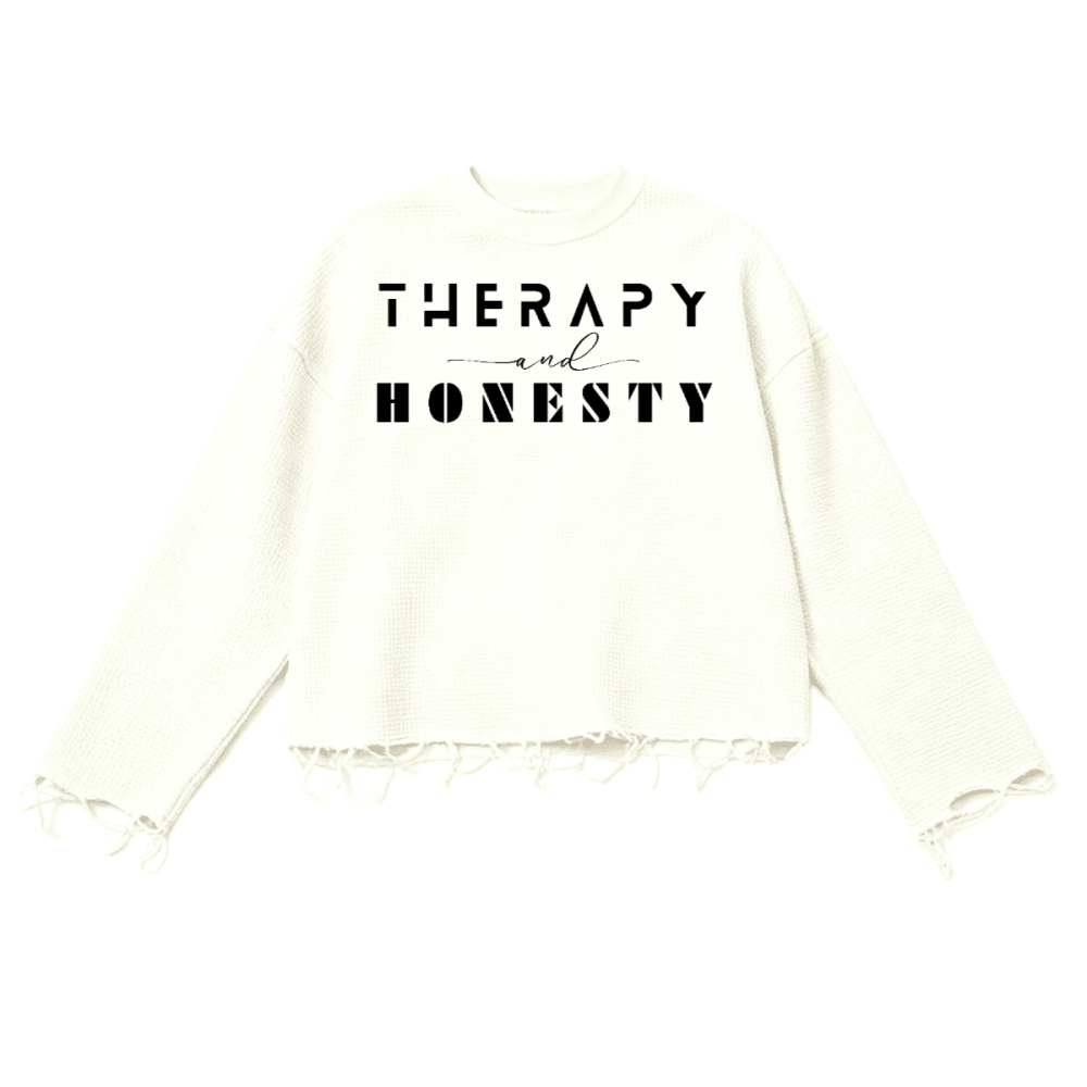 Thermal Cropped Ripped Long Sleeve Therapy and Honesty Shirt