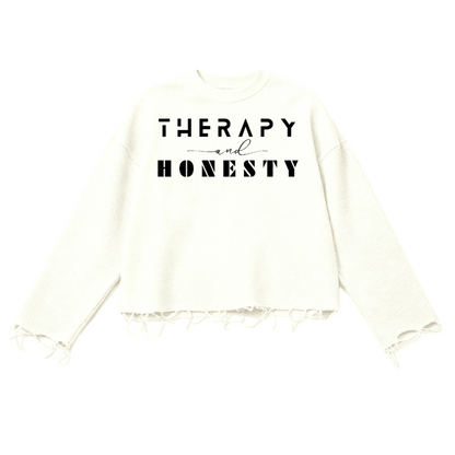 Thermal Cropped Ripped Long Sleeve Therapy and Honesty Shirt