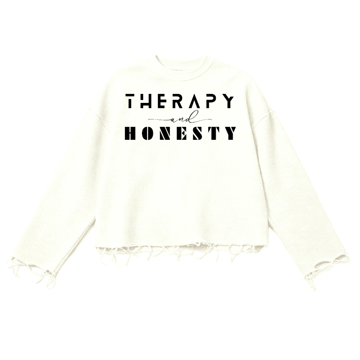 Thermal Cropped Ripped Long Sleeve Therapy and Honesty Shirt