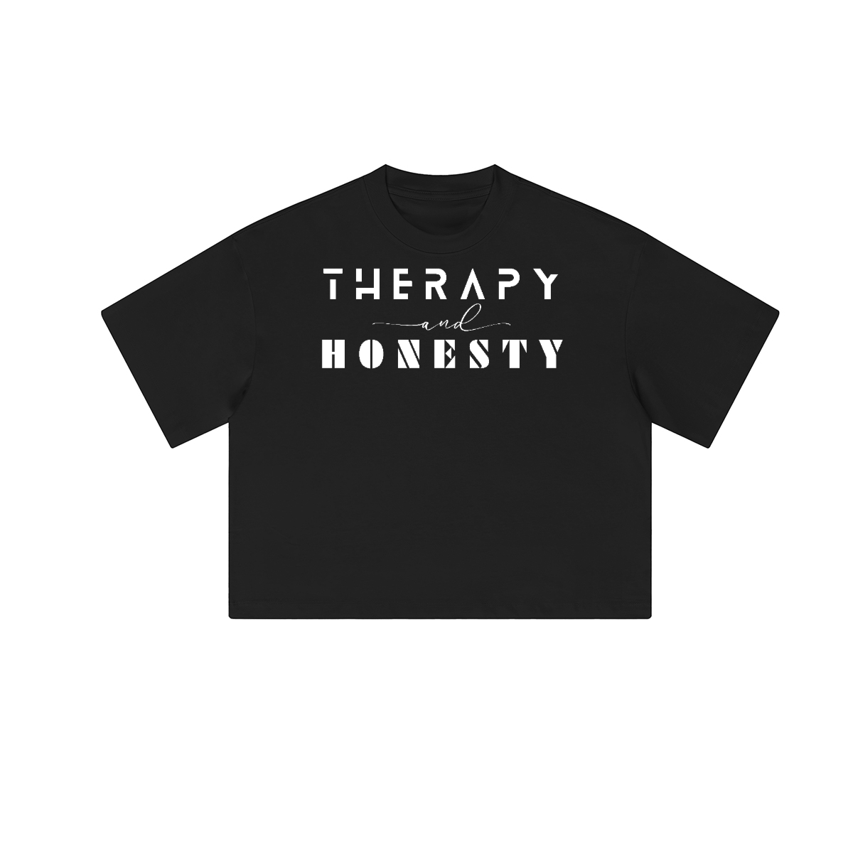 Cropped Oversized Therapy and Honesty Shirt [White]