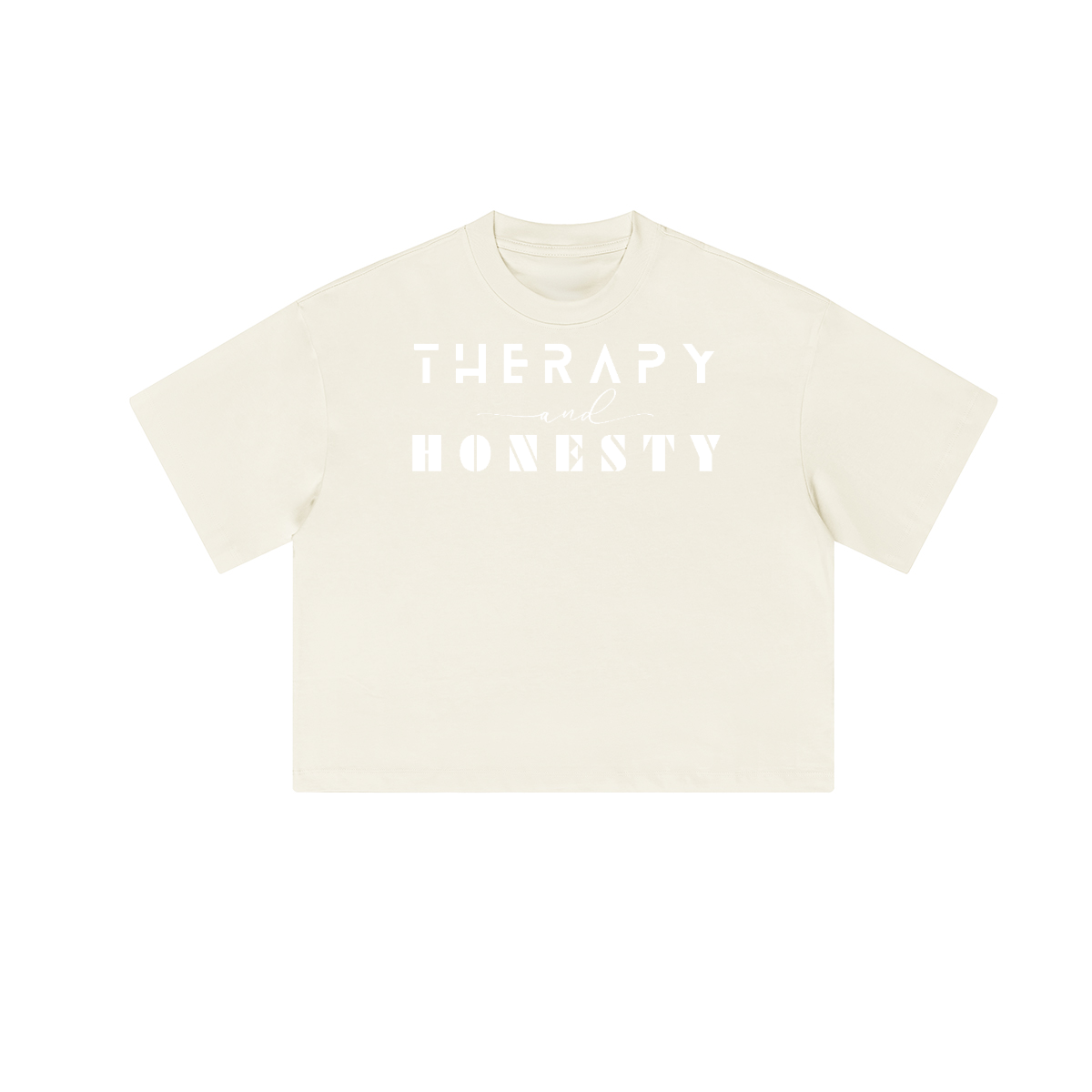 Cropped Oversized Therapy and Honesty Shirt [White]