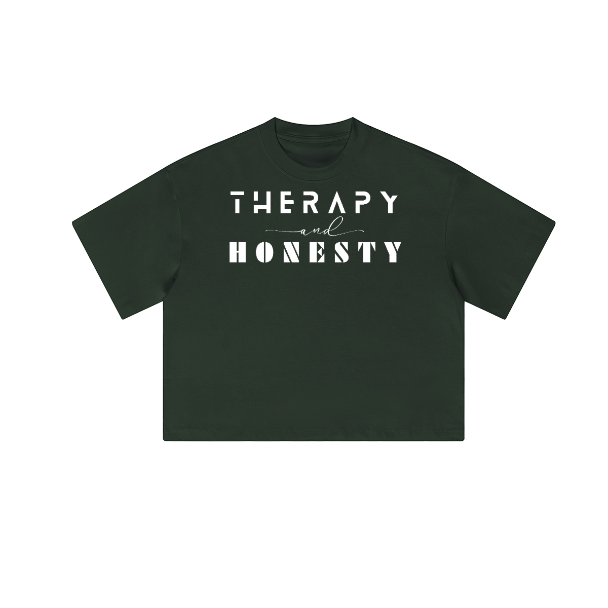 Cropped Oversized Therapy and Honesty Shirt [White]