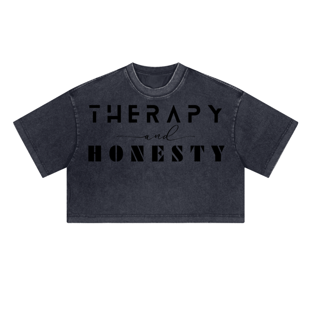 Ladies Cropped Top Therapy and Honesty [Black]