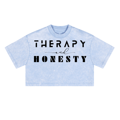 Ladies Cropped Top Therapy and Honesty [Black]