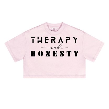 Ladies Cropped Top Therapy and Honesty [Black]