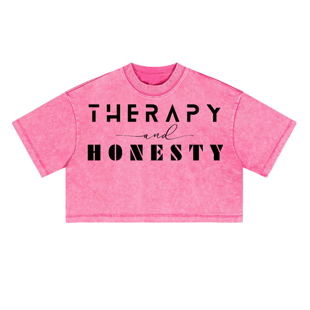 Ladies Cropped Top Therapy and Honesty [Black]
