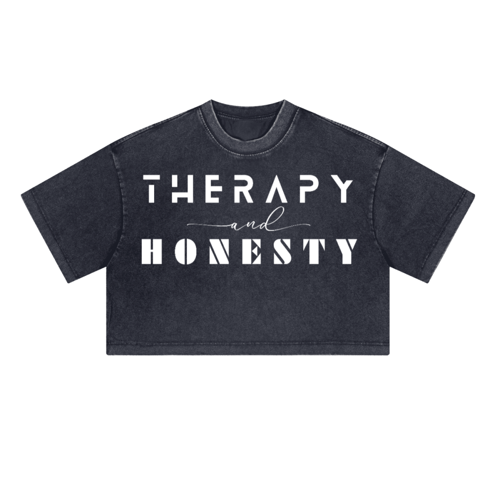 Ladies Cropped Top Therapy and Honesty [White]