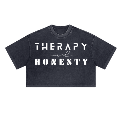Ladies Cropped Top Therapy and Honesty [White]