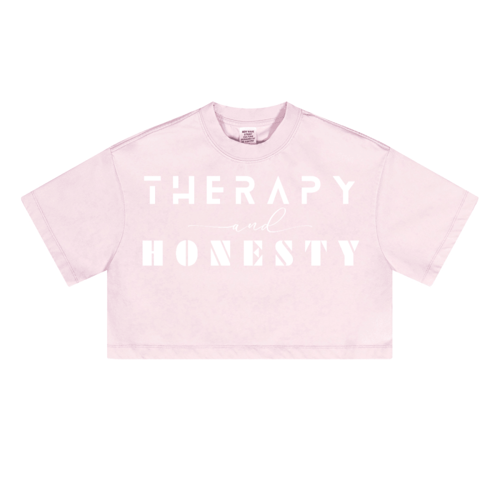 Ladies Cropped Top Therapy and Honesty [White]
