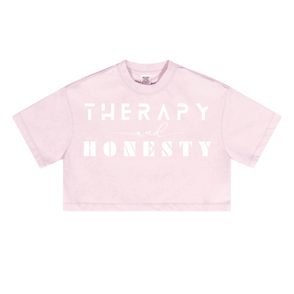 Ladies Cropped Top Therapy and Honesty [White]