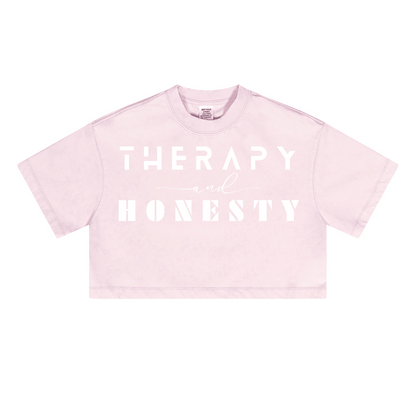 Ladies Cropped Top Therapy and Honesty [White]