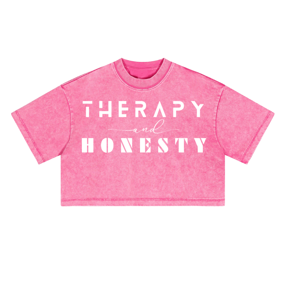 Ladies Cropped Top Therapy and Honesty [White]