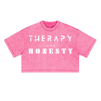 Ladies Cropped Top Therapy and Honesty [White]