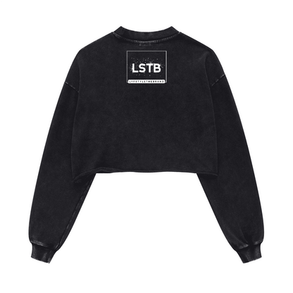 Ladies Long Sleeve Cropped Top Therapy and Honesty [White]
