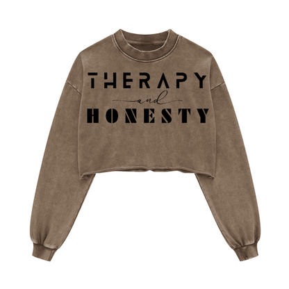 Ladies Cropped Top Therapy and Honesty [Black]