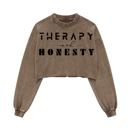 Ladies Cropped Top Therapy and Honesty [Black]