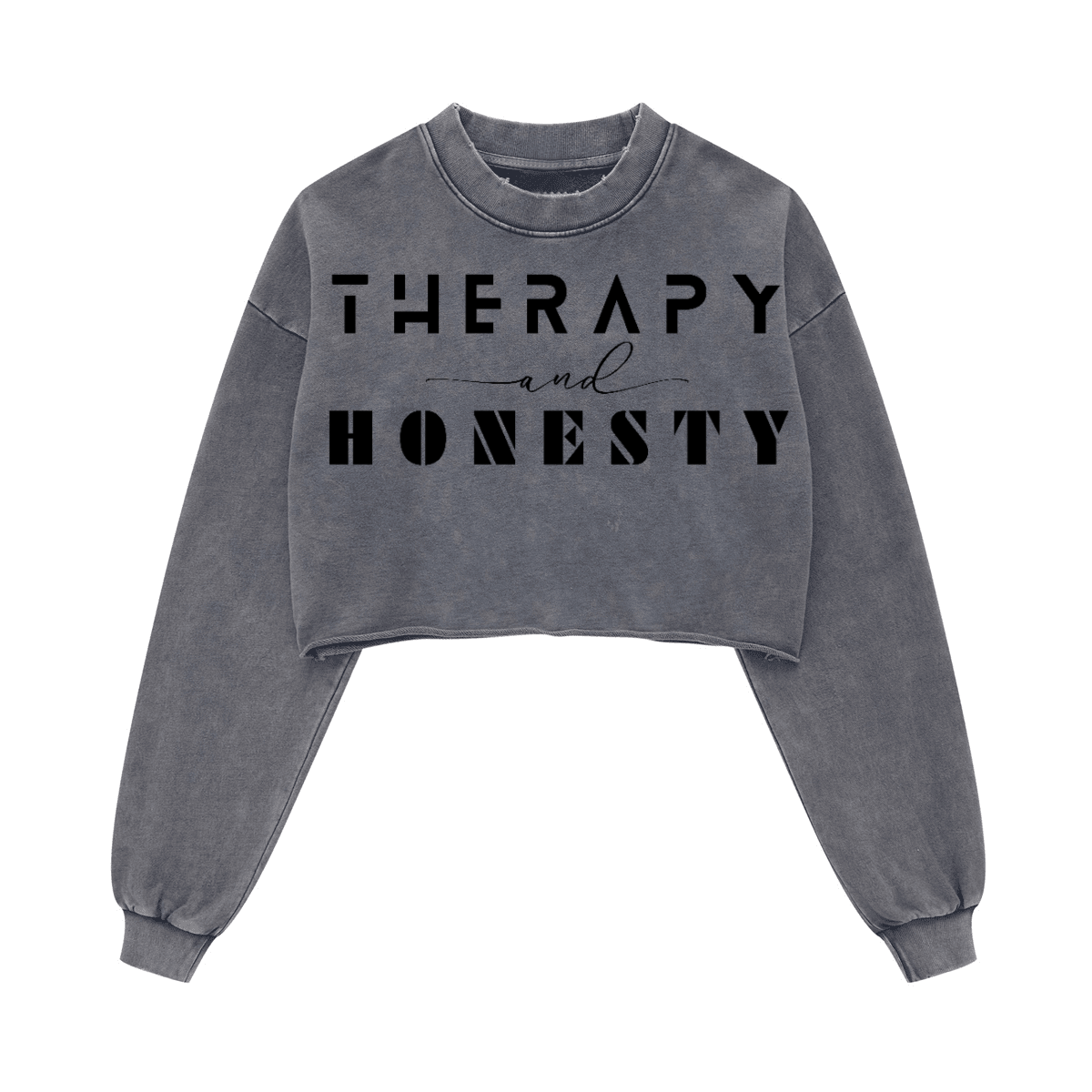 Ladies Cropped Top Therapy and Honesty [Black]