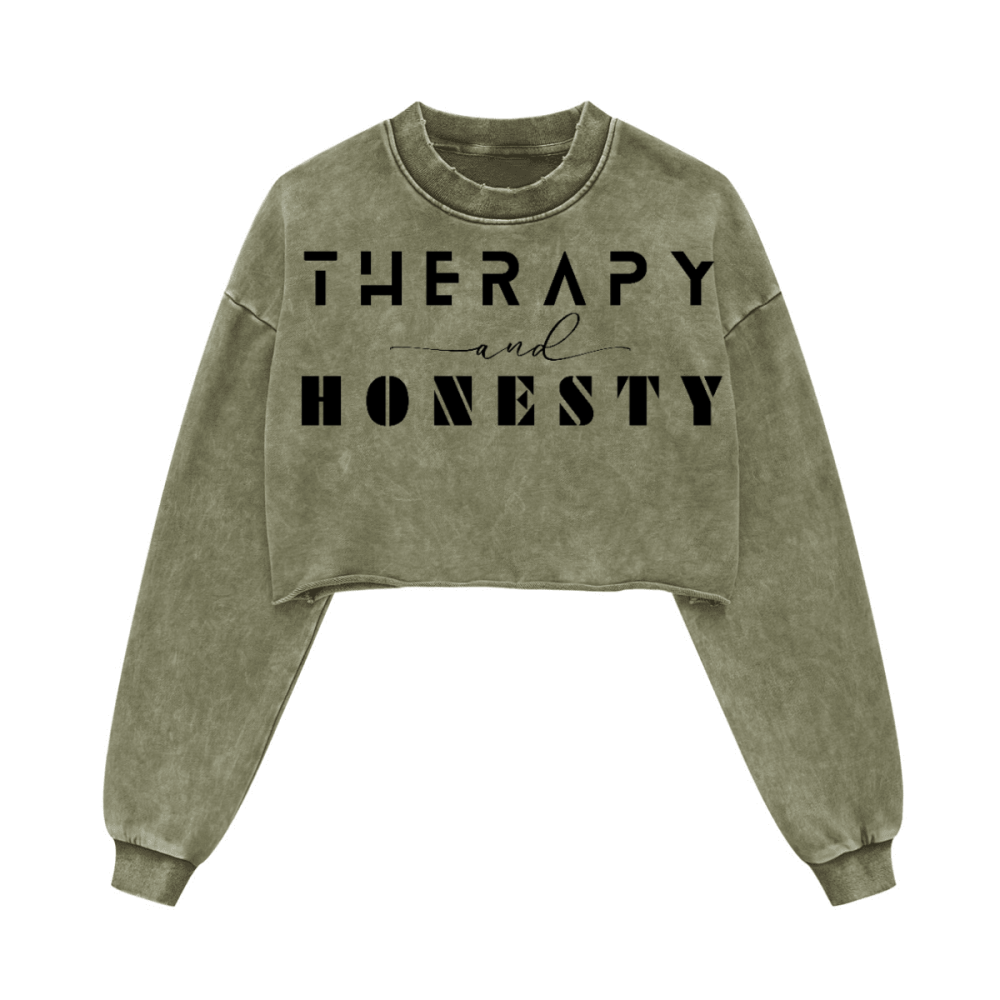 Ladies Cropped Top Therapy and Honesty [Black]