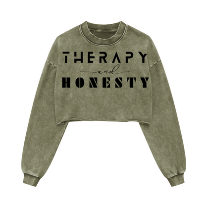 Ladies Cropped Top Therapy and Honesty [Black]