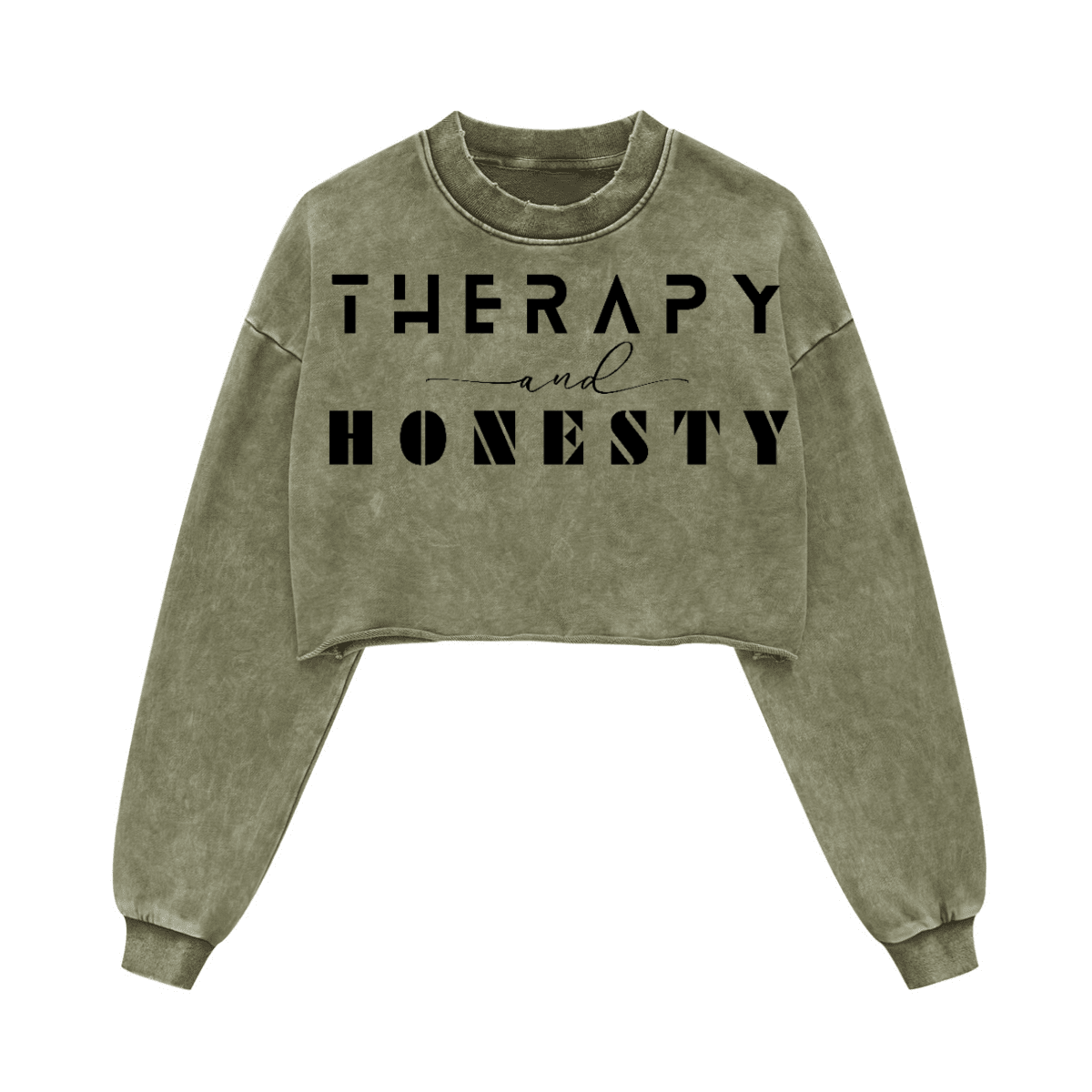 Ladies Cropped Top Therapy and Honesty [Black]