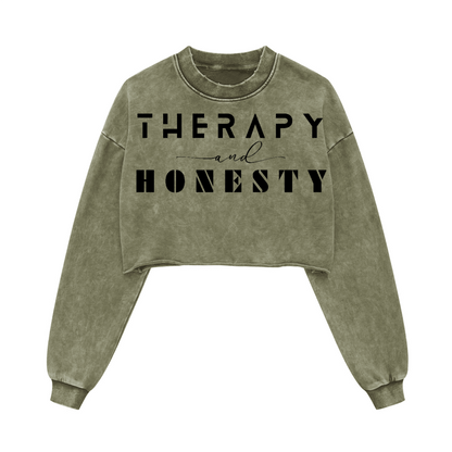 Ladies Cropped Top Therapy and Honesty [Black]