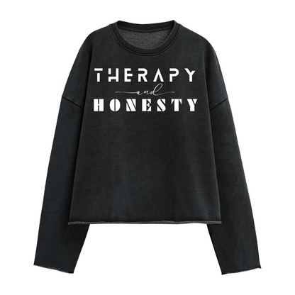 Oversized Cropped Long Sleeve Sweater Therapy and Honesty