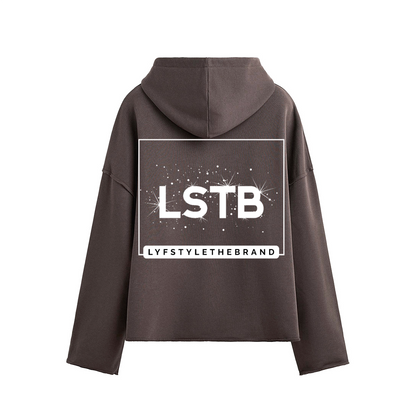 Oversized Cropped Hoodie Therapy and Honesty [White]