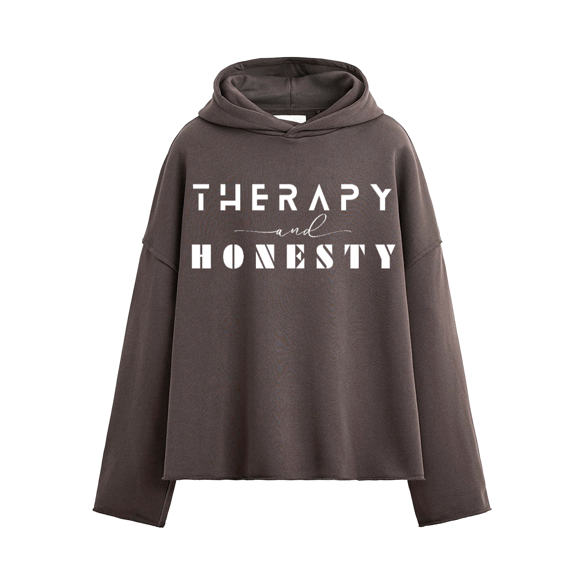 Oversized Cropped Hoodie Therapy and Honesty [White]