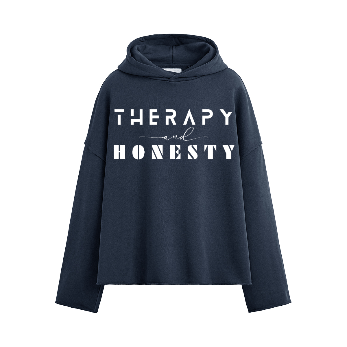 Oversized Cropped Hoodie Therapy and Honesty [White]