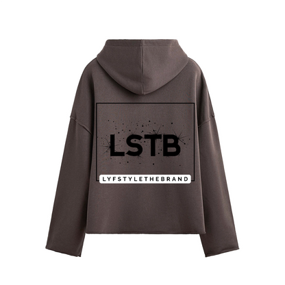 Oversized Cropped Hoodie Therapy and Honesty [Black]