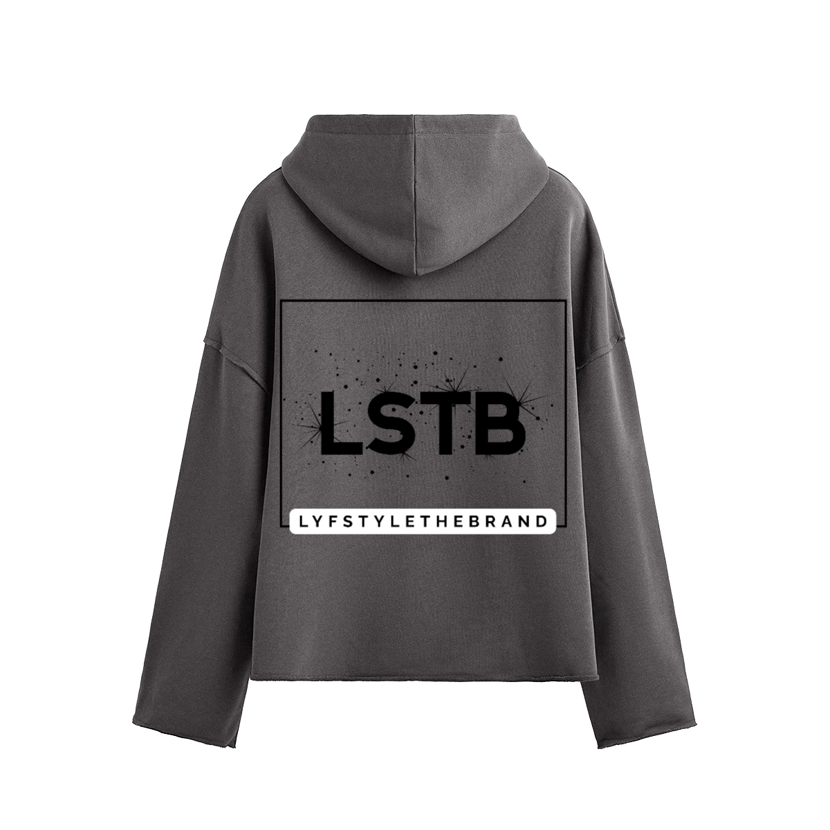 Oversized Cropped Hoodie Therapy and Honesty [Black]