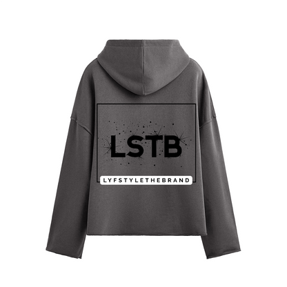 Oversized Cropped Hoodie Therapy and Honesty [Black]