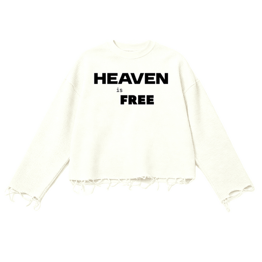 Thermal Cropped Ripped Long Sleeve HEAVEN is FREE Shirt Hebrews [9:28]