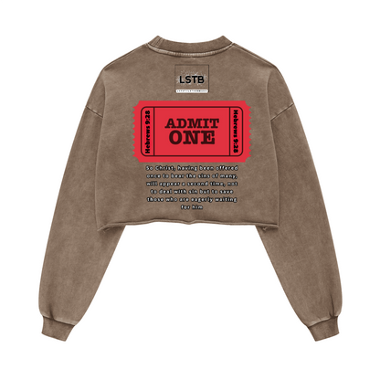 Ladies Long Sleeve Cropped Top HEAVEN is FREE Shirt Hebrews [9:28]