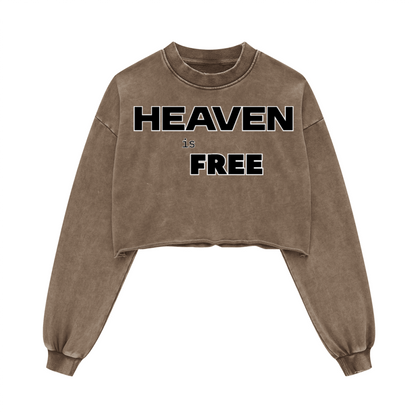 Ladies Long Sleeve Cropped Top HEAVEN is FREE Shirt Hebrews [9:28]