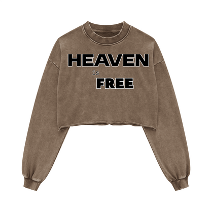 Ladies Long Sleeve Cropped Top HEAVEN is FREE Shirt Hebrews [9:28]