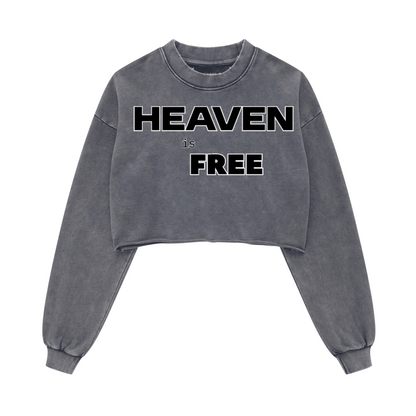 Ladies Long Sleeve Cropped Top HEAVEN is FREE Shirt Hebrews [9:28]