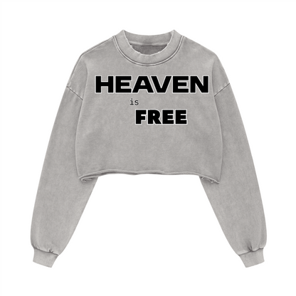 Ladies Long Sleeve Cropped Top HEAVEN is FREE Shirt Hebrews [9:28]