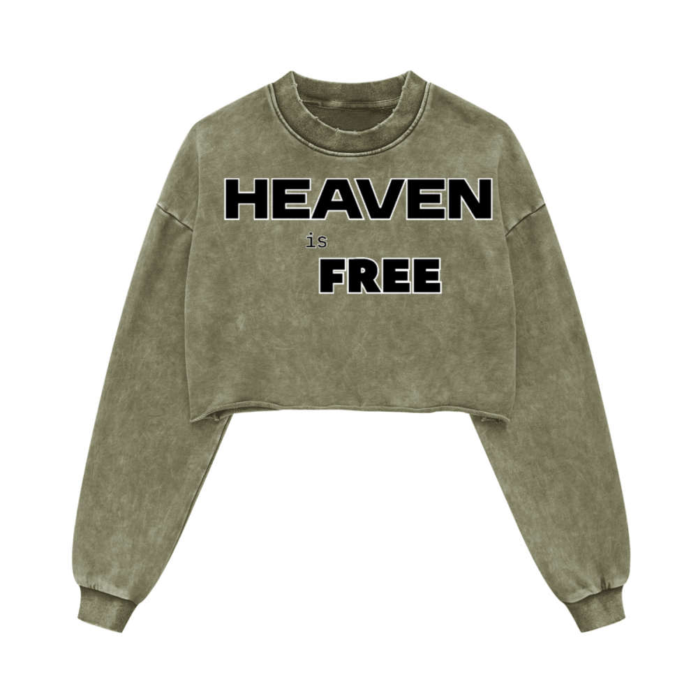 Ladies Long Sleeve Cropped Top HEAVEN is FREE Shirt Hebrews [9:28]