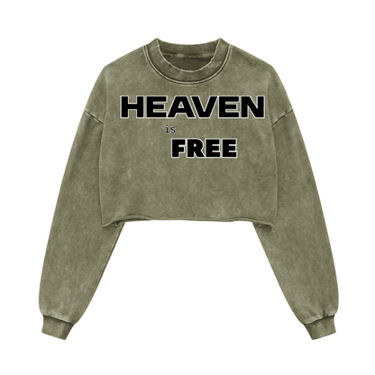 Ladies Long Sleeve Cropped Top HEAVEN is FREE Shirt Hebrews [9:28]