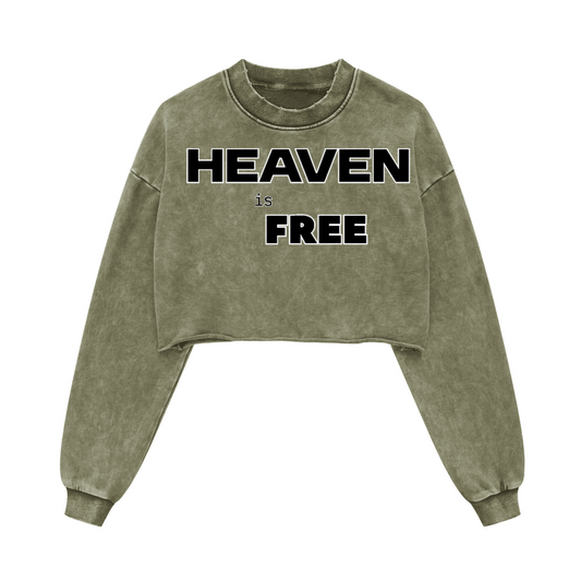 Ladies Long Sleeve Cropped Top HEAVEN is FREE Shirt Hebrews [9:28]