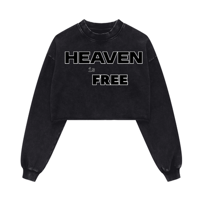 Ladies Long Sleeve Cropped Top HEAVEN is FREE Shirt Hebrews [9:28]