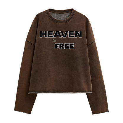 Oversized Cropped Long Sleeve HEAVEN is FREE Sweater Hebrews [9:28]